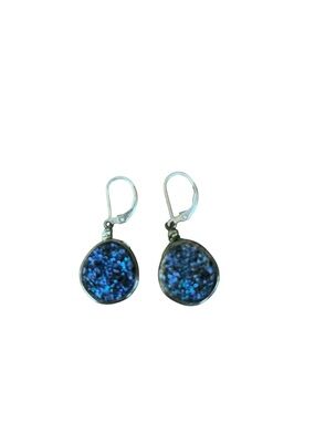 Blue Druzy Leverback  Earrings - Women's Silver-Tone Fashion Jewelry